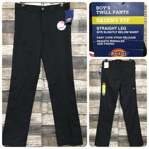 Dickies Skinny Fit Straight Twill Pants Youth Size 18 Black (Inseam 31)